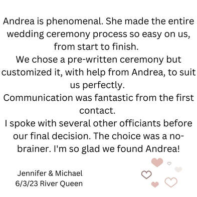 Weddings on The River Queen by NJ Wedding Officiant Andrea Purtell, For This Joyous Occasion Officiating Services