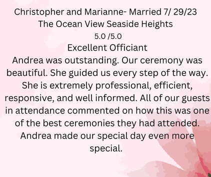 Weddings at The Ocean View, Seaside Heights by NJ Wedding Officiant Andrea Purtell, For This Joyous Occasion Officiating Services